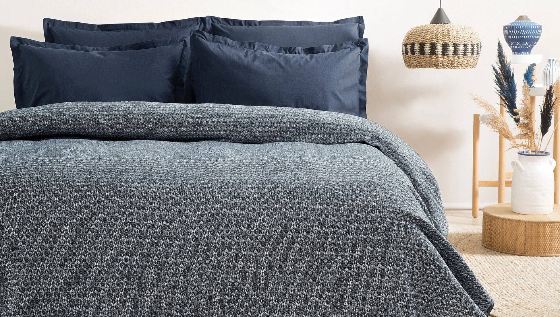 Mare Ensemble Couvre Lit Bleu Marine