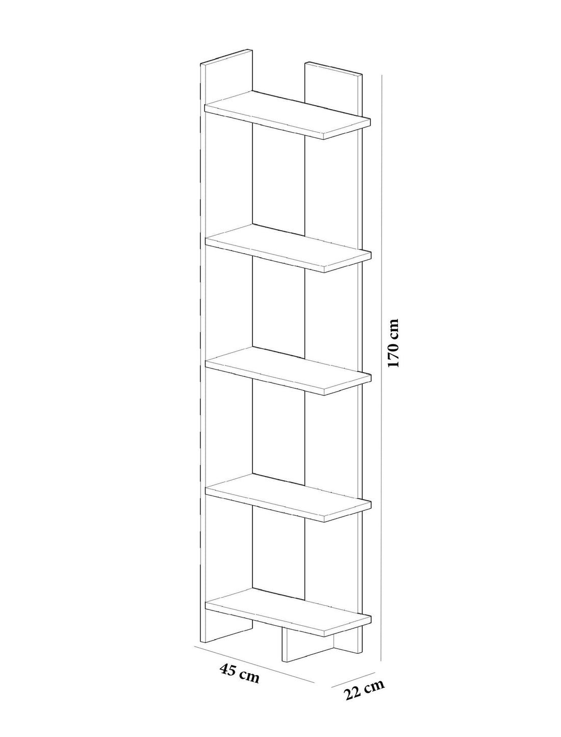 Étagère à livres Als - Teak, White