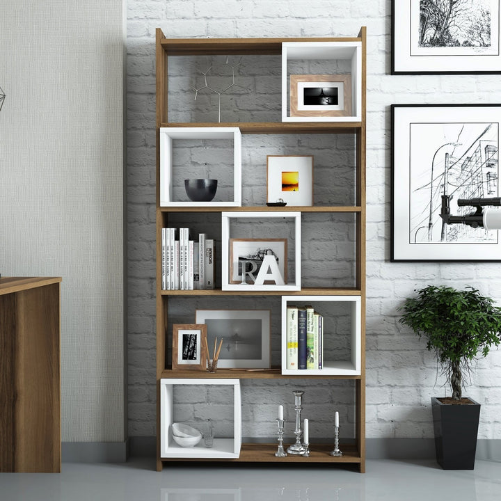 Étagère à livres Box - Walnut, White