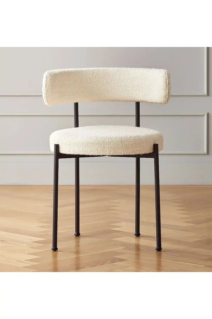 Libera blanc curly wool and black metal chair Nina