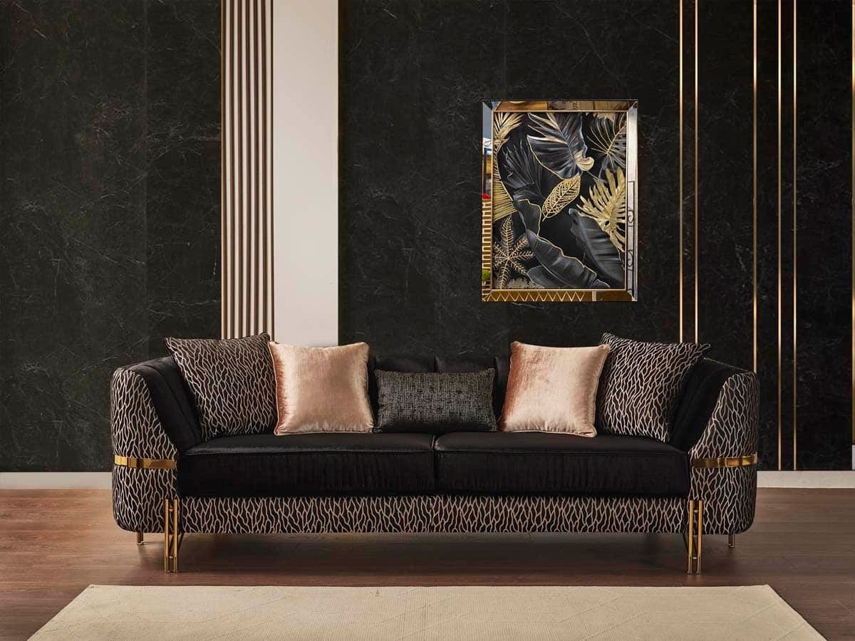 Calyon Canapé Noir 3 Places