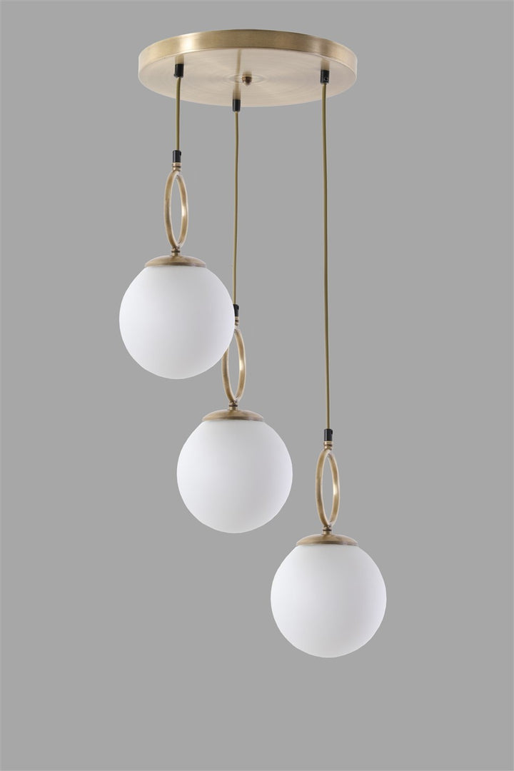 Lustre Morino Lampe à Suspension Antique avec 3 Plateaux et Verre Blanc