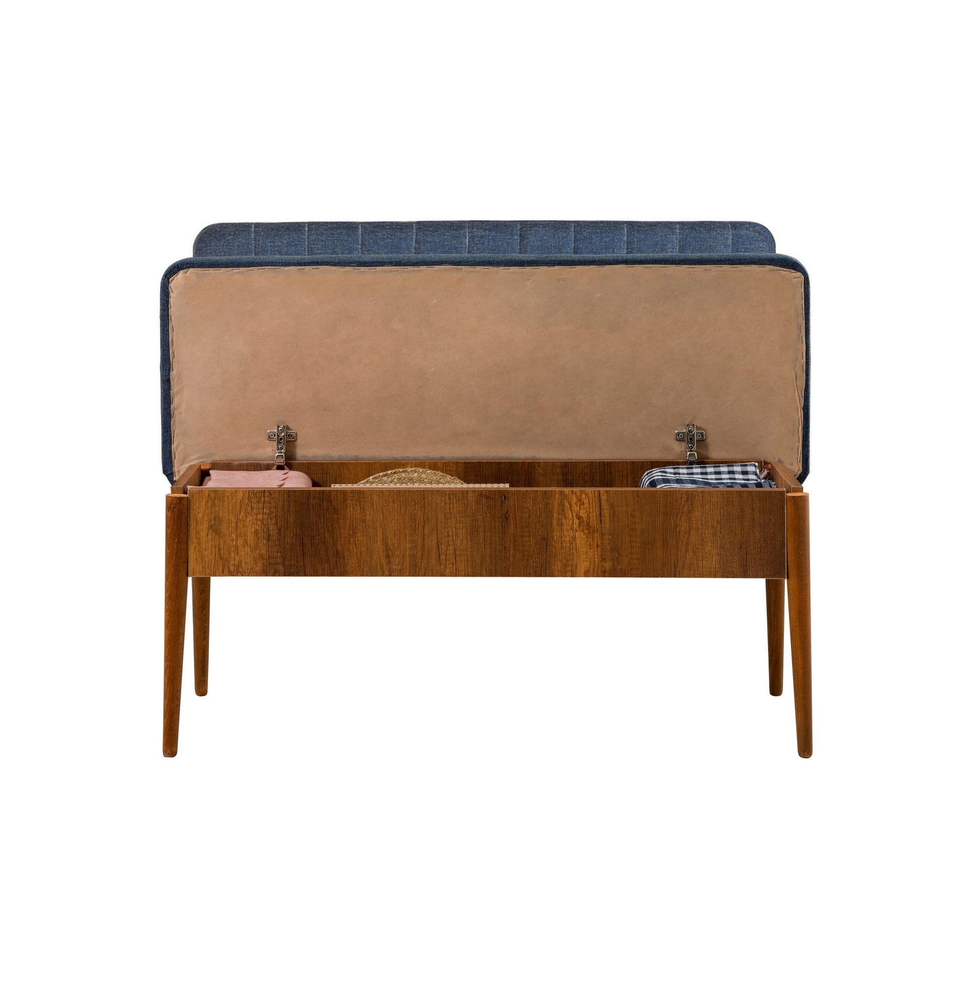 Table à manger extensible et jeu de chaises (5 pièces) Vina Walnut Dark Blue