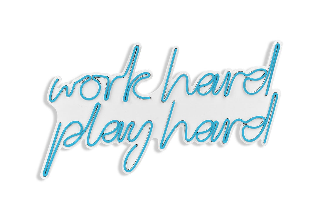Éclairage LED en plastique décoratif Work Hard Play Hard - Blue
