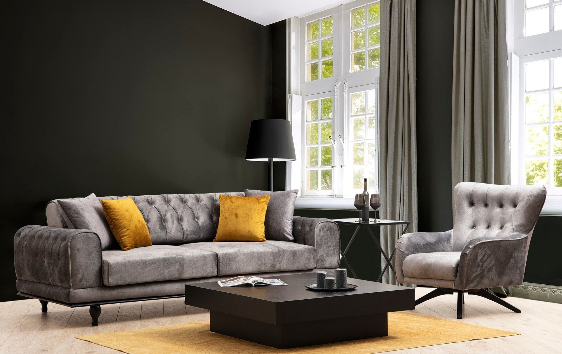 Canapé de 3 places Arredo Capitone - Anthracite