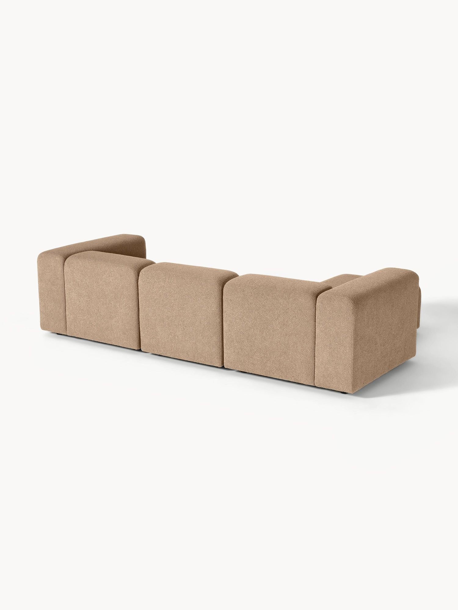 Canapé modulable 4 places en tissu bouclé avec pouf Pietro