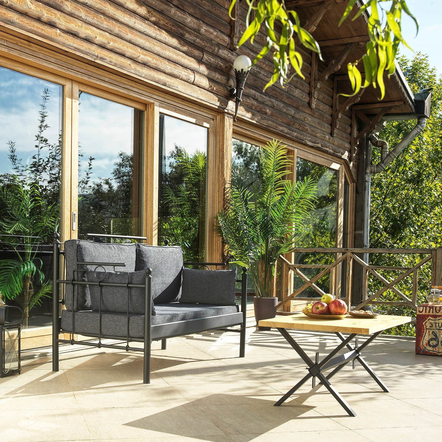 Canapé jardin de 2 places Hatkus - Black, Anthracite