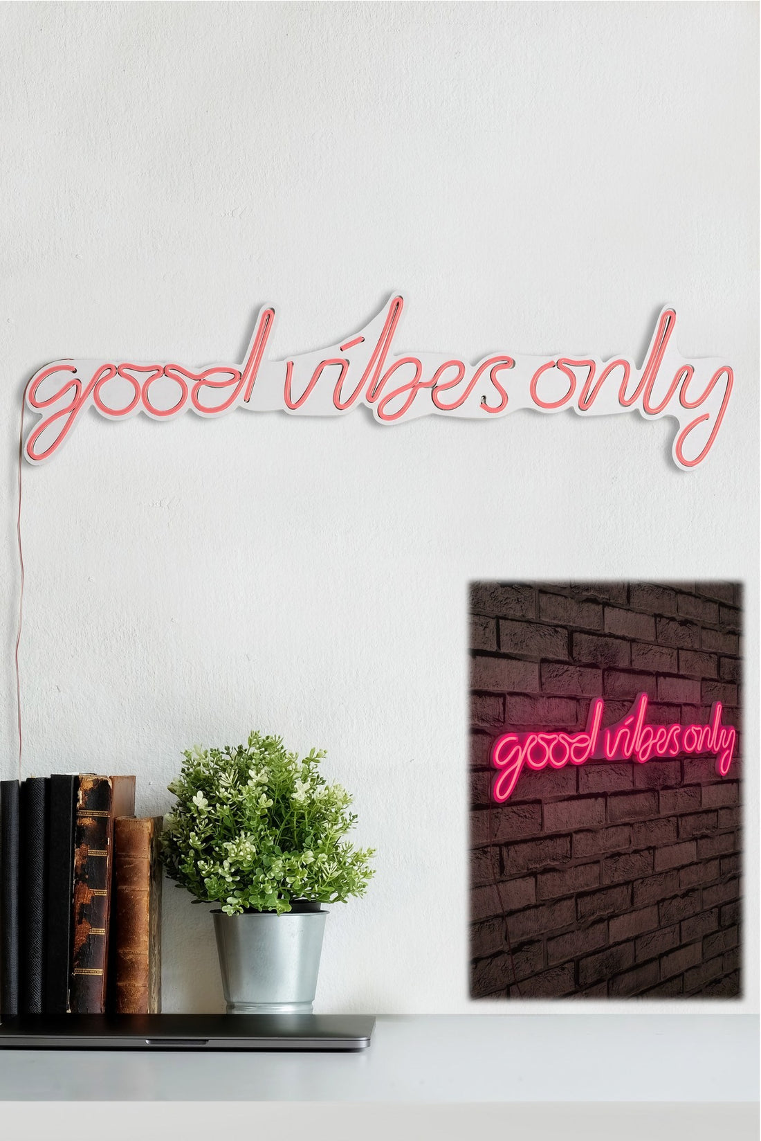 Éclairage LED en plastique décoratif Good Vibes Only - Pink
