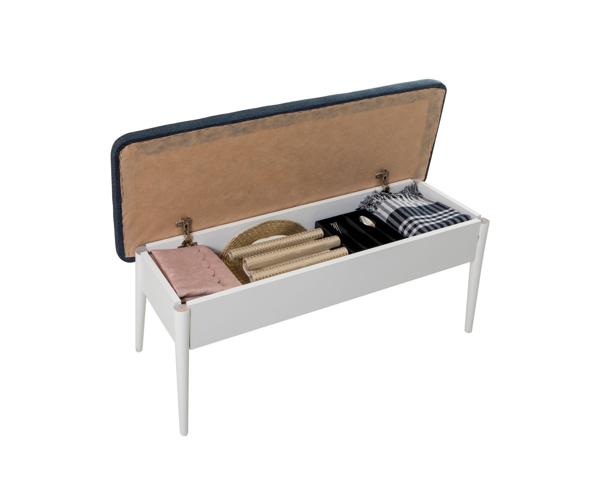 Table à manger extensible et jeu de chaises (5 pièces) Vina White Dark Blue