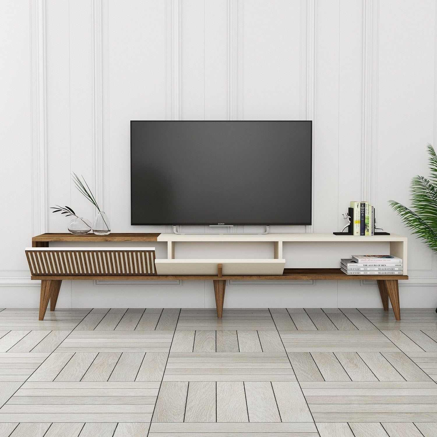 Meuble TV Milan Alt - Walnut, Cream