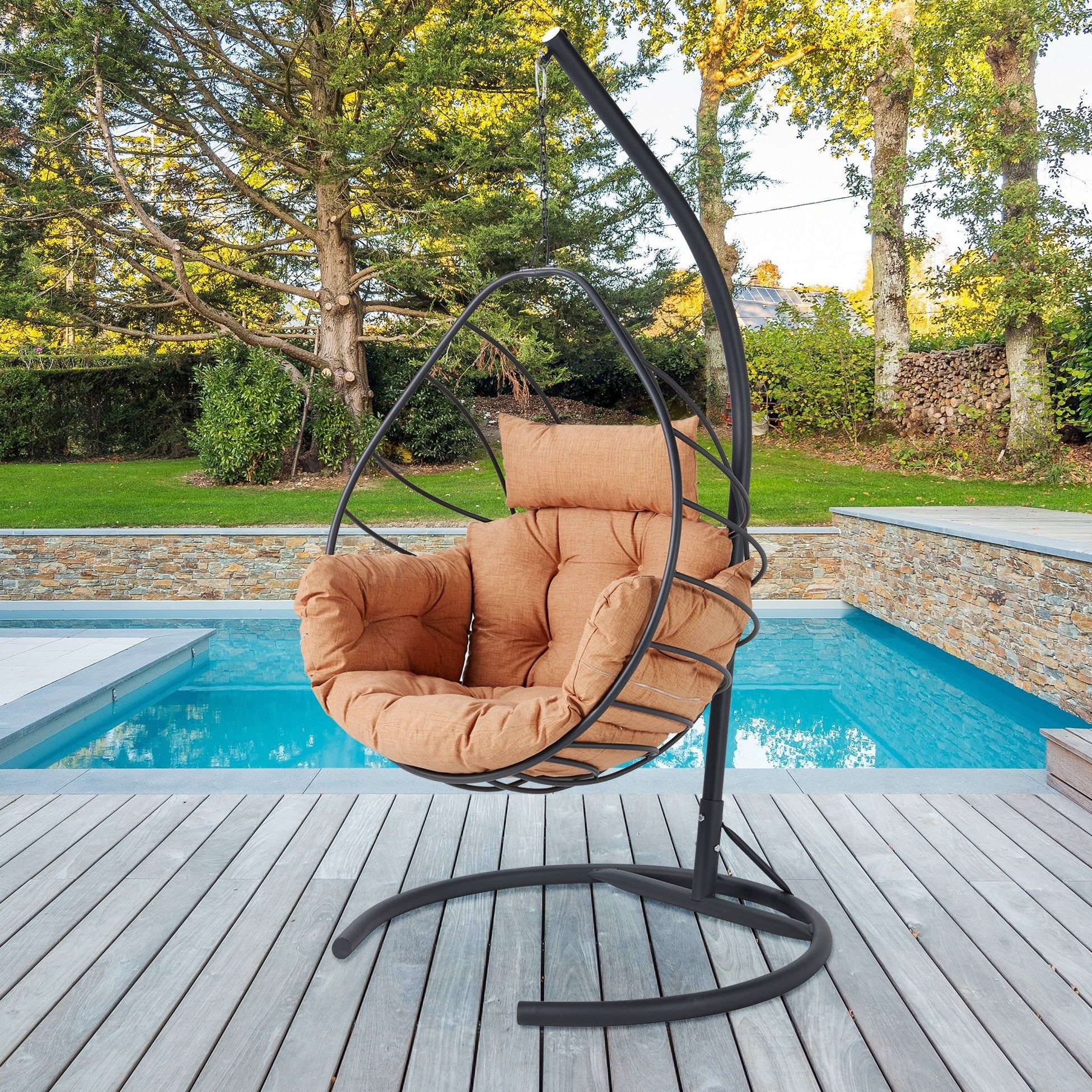 Chaise de balançoire unique de jardin Anka - Anthracite, Brown