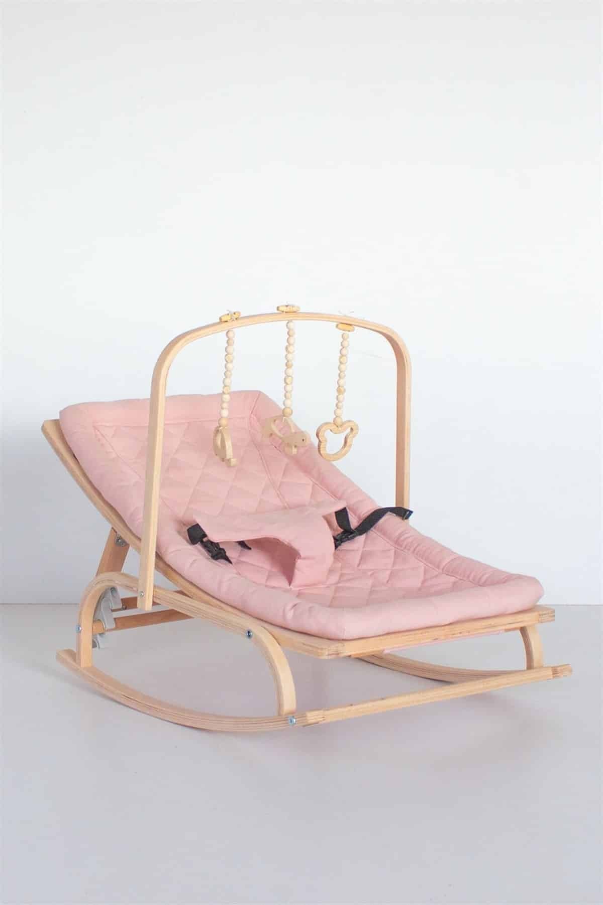 Transat bébé bois ajustable + Avec 3 jouet en bois