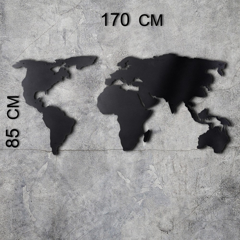 Accessoire mural en métal décoratif World Map Silhouette XL - Black