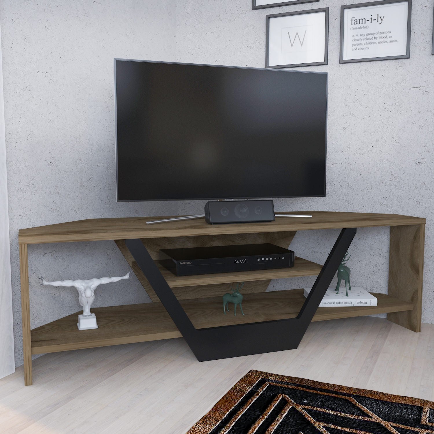 Meuble TV Sares - Oud Oak, Black