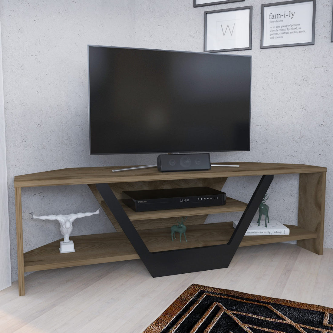 Meuble TV Sares - Oud Oak, Black
