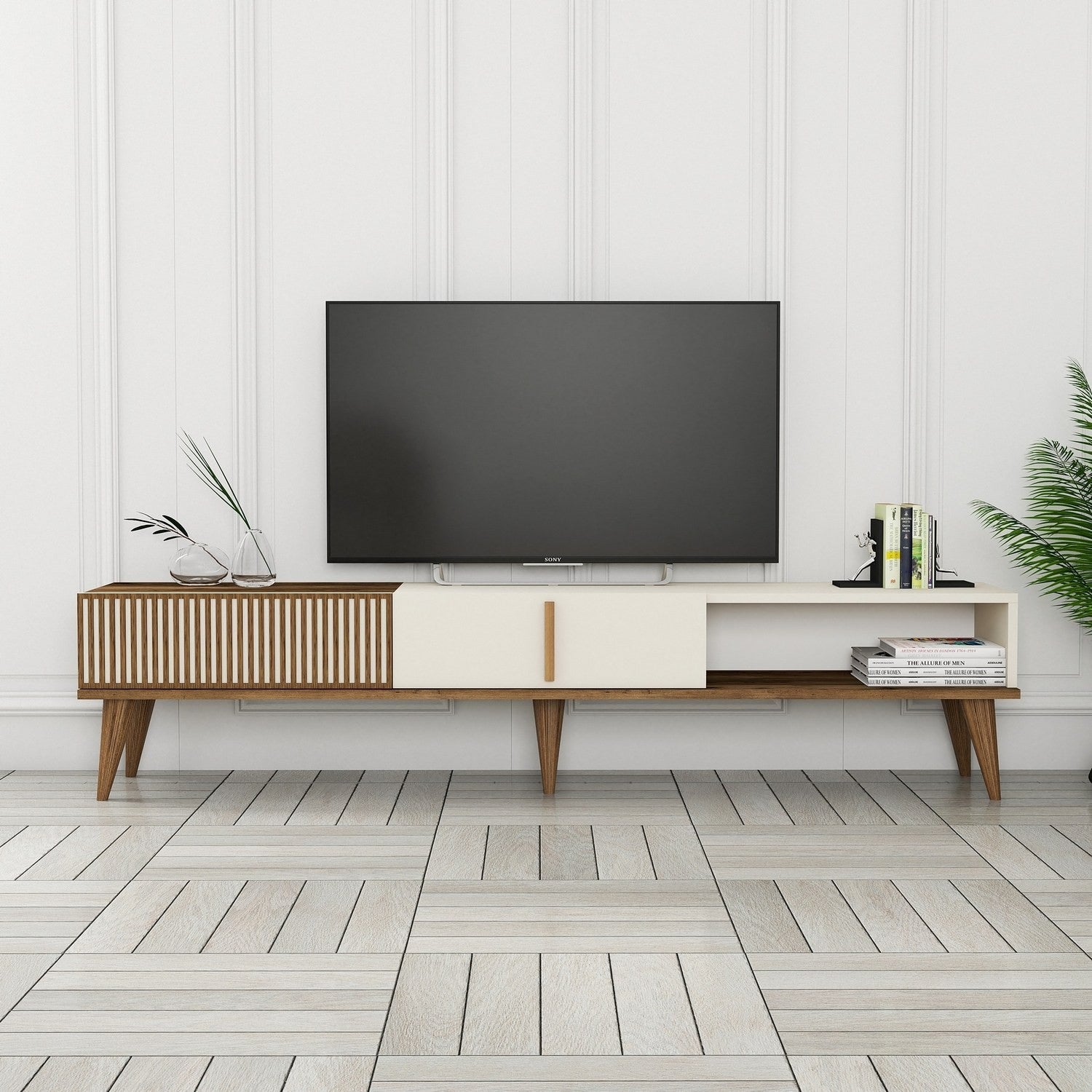 Meuble TV Milan Alt - Walnut, Cream