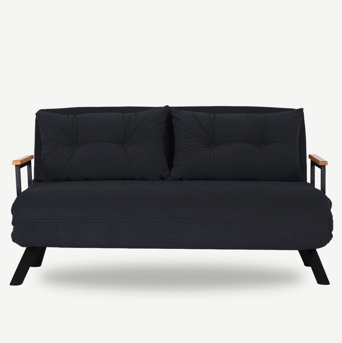 Canapé 2 places convertible Yolanda Métal Noir et Tissu Noir