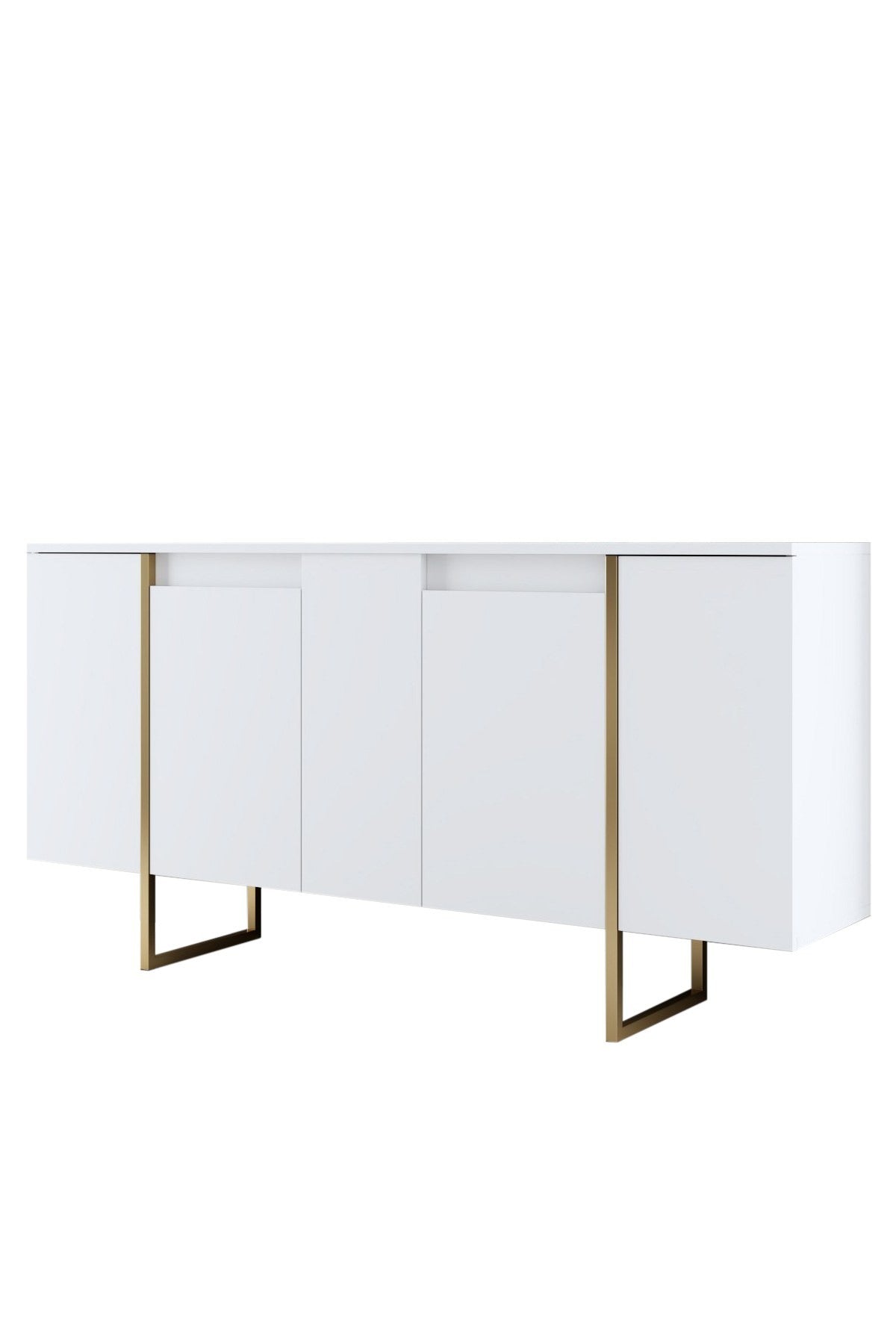 Buffet bas Sibylle L160cm Métal Or et Bois Blanc