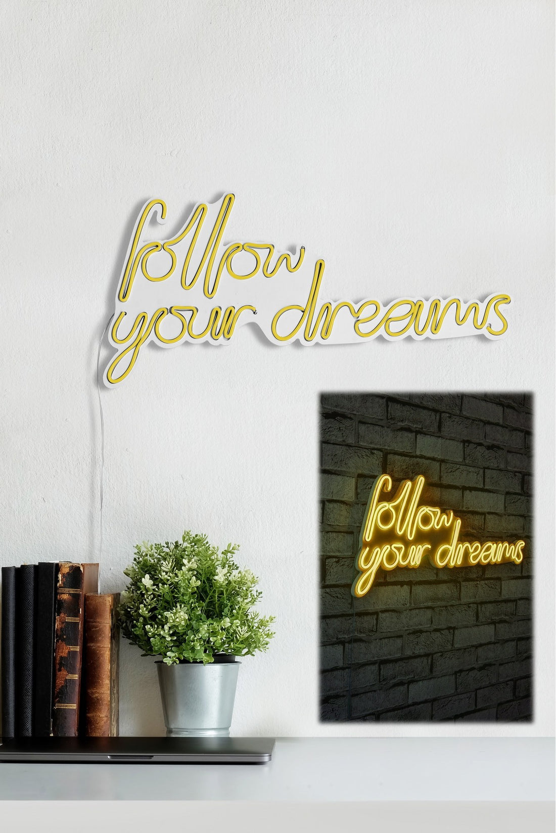 Éclairage LED en plastique décoratif Follow Your Dreams - Yellow