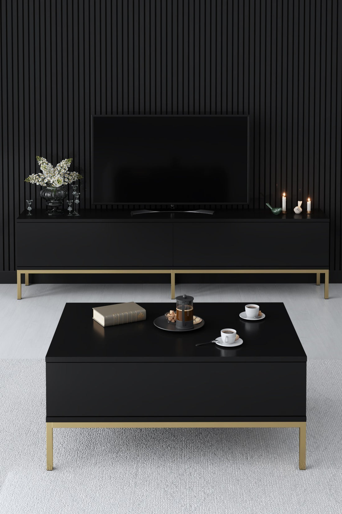 Meuble TV Lord - Black, Gold