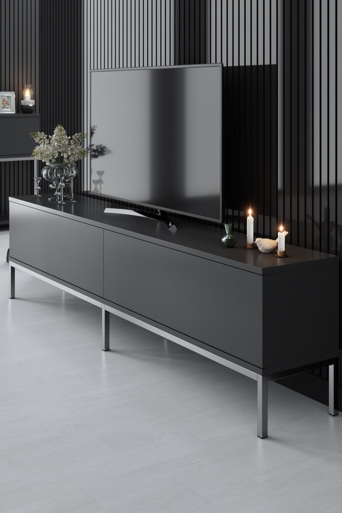 Meuble TV Lord - Anthracite, Silver