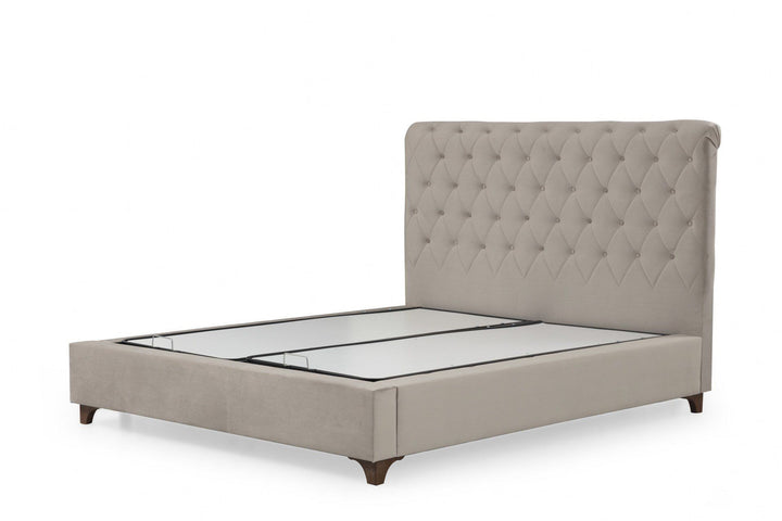 Base de lit double et tête de lit Deluxe 160 x 200 - Beige