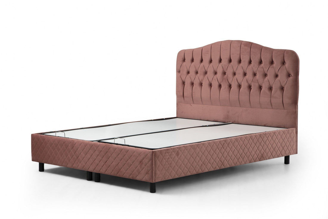 Base de lit double et tête de lit Vassi 150 x 200 - Dusty Rose