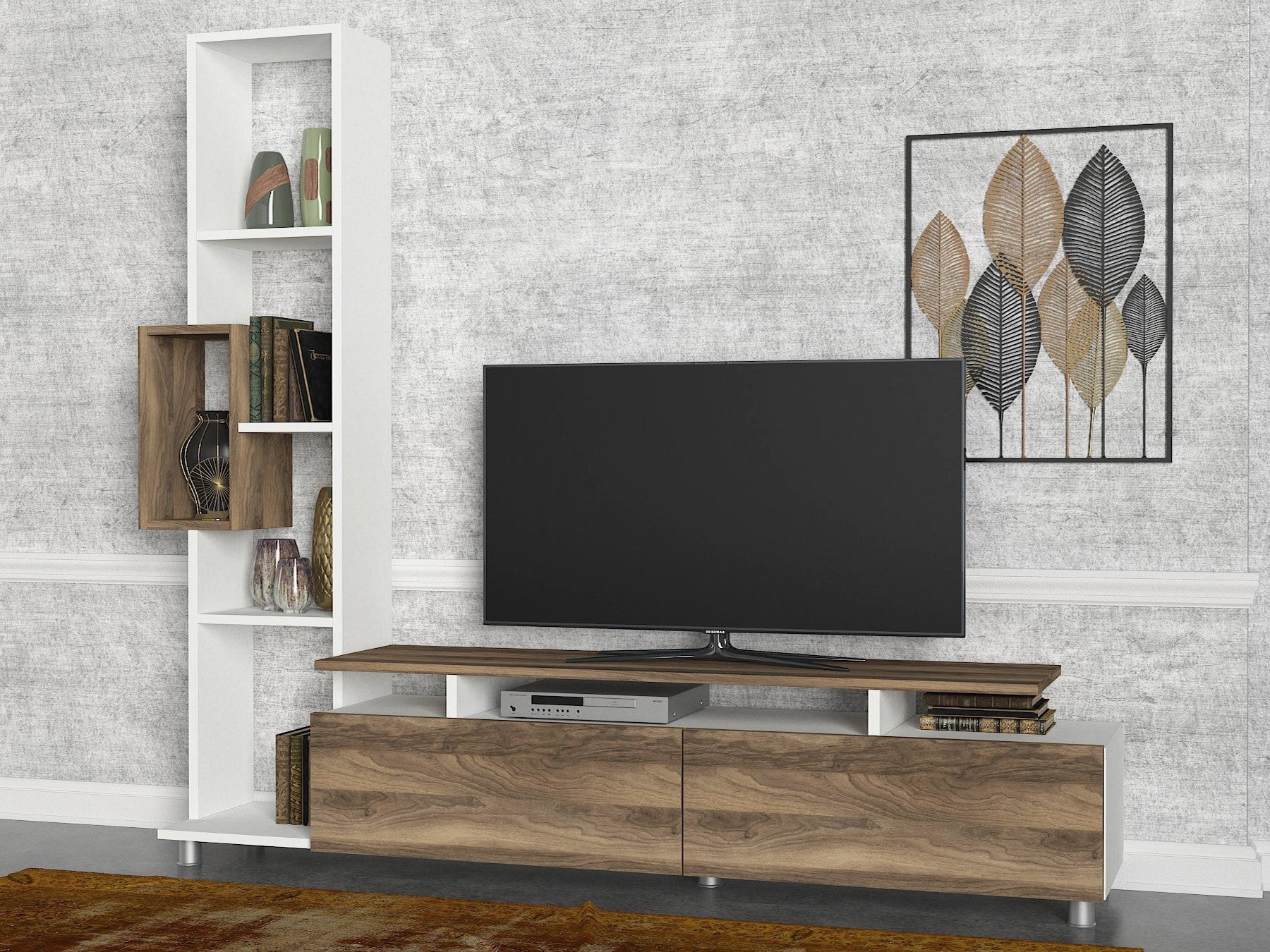 Unité de télévision Tulip - White, Walnut