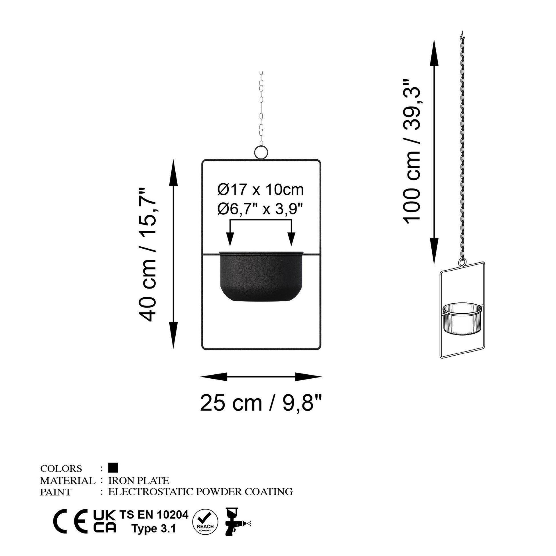 Pot décoratif Parapet - Black