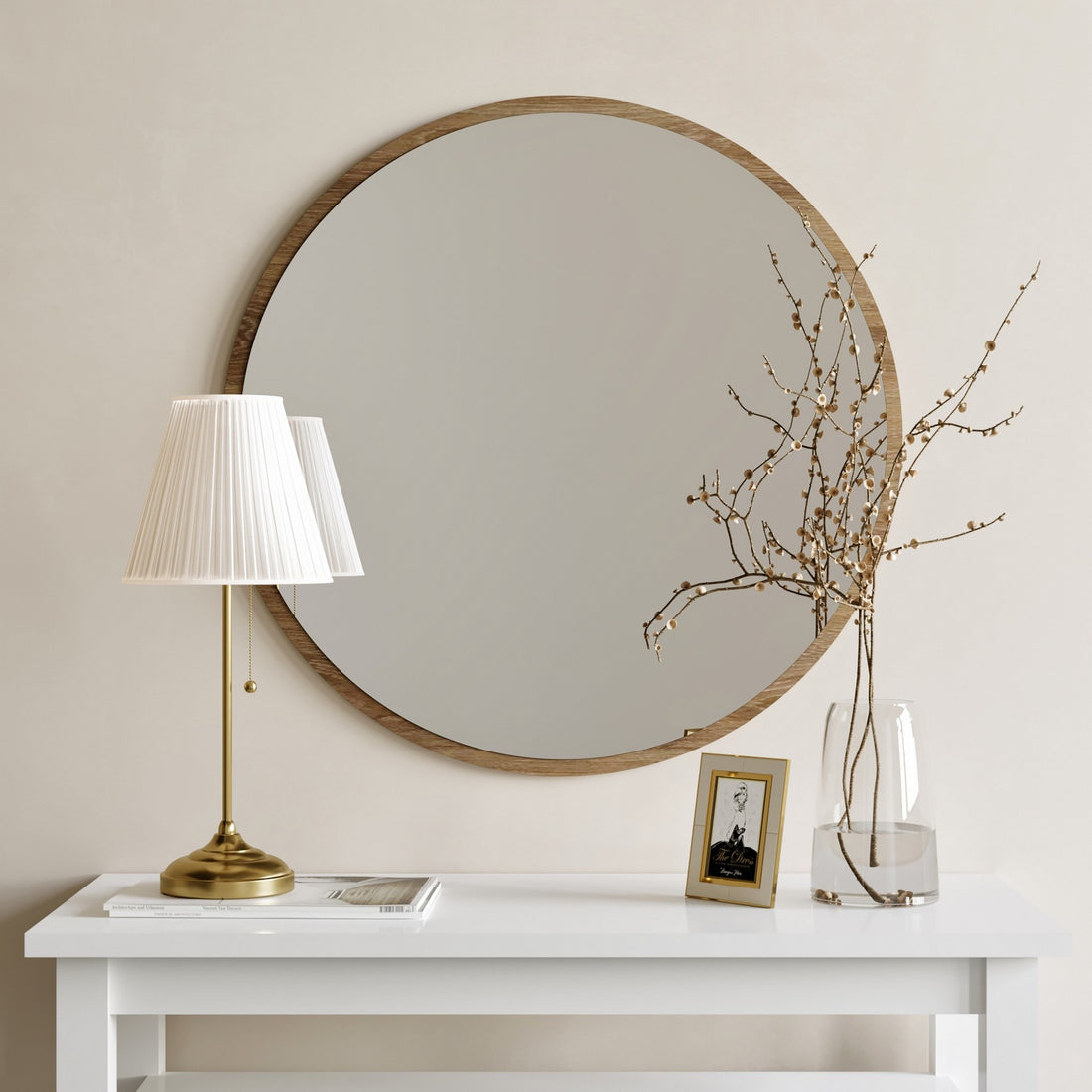 Miroir Dekoratif Yuvarlak Ayna Ceviz A707