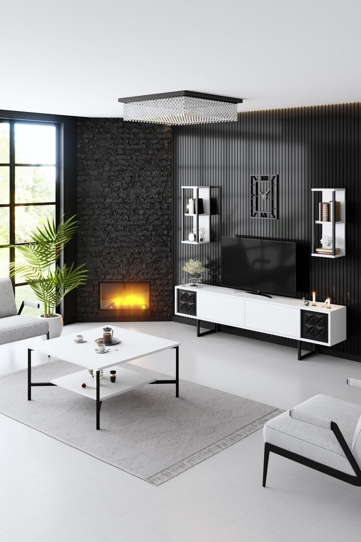 Ensemble de meubles de salon Black Line Set - White, Black