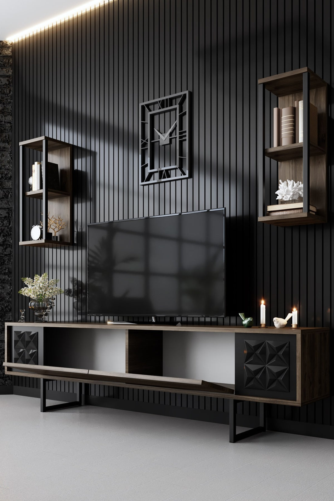Ensemble de meubles de salon Black Line Set - Walnut, Black