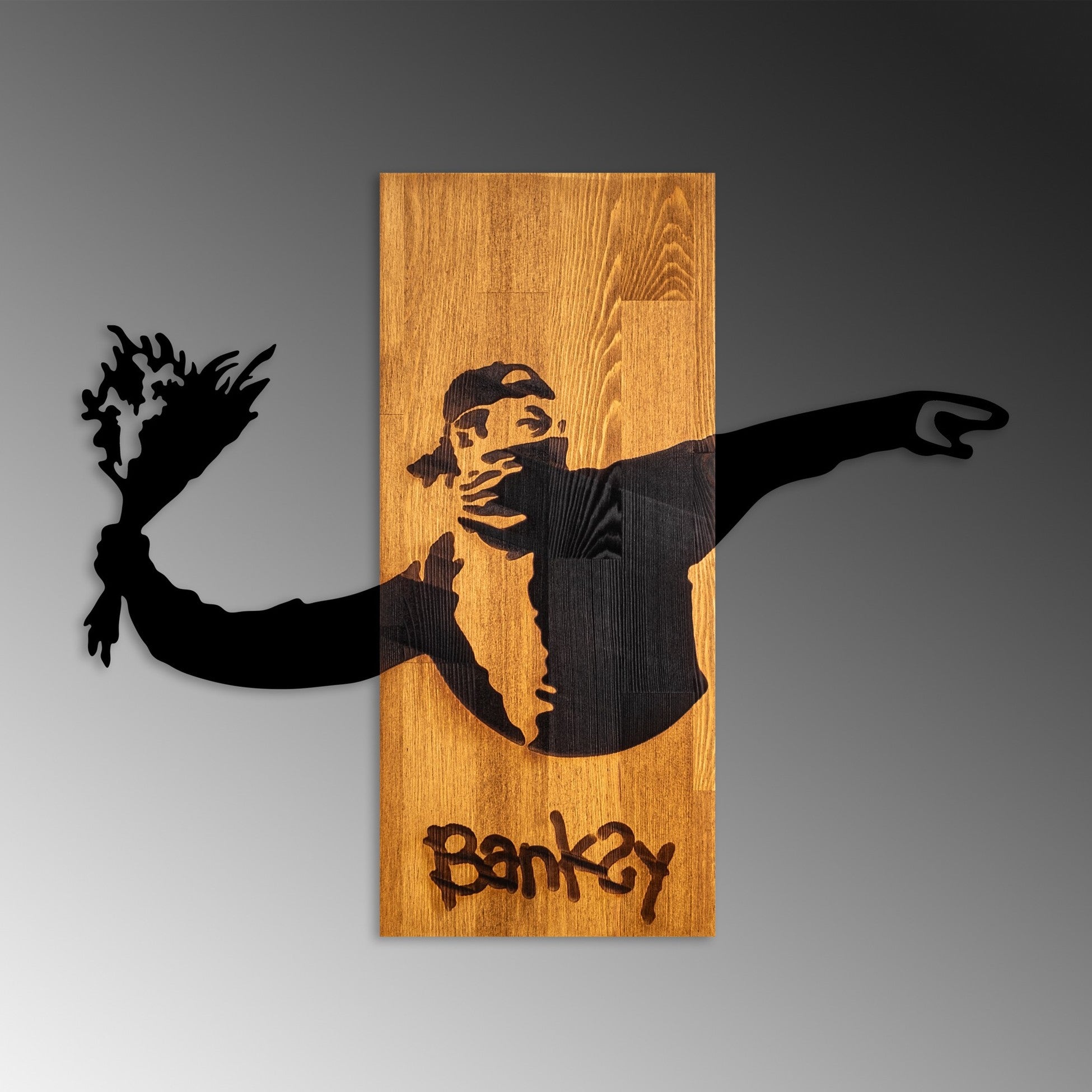 Accessoire mural en bois décoratif Banksy - Flower Thrower