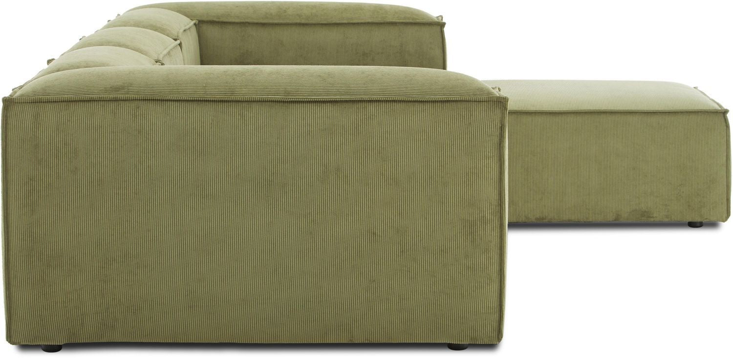 Canapé modulable 4 places en velours côtelé avec pouf Frida