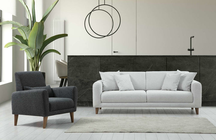 Sofa Sare 3+1 - Ares White, Dark Grey