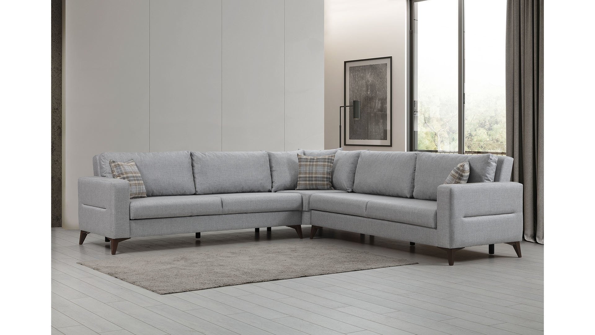 Canapé d'angle Kristal 3+Corner+3 - Light Grey