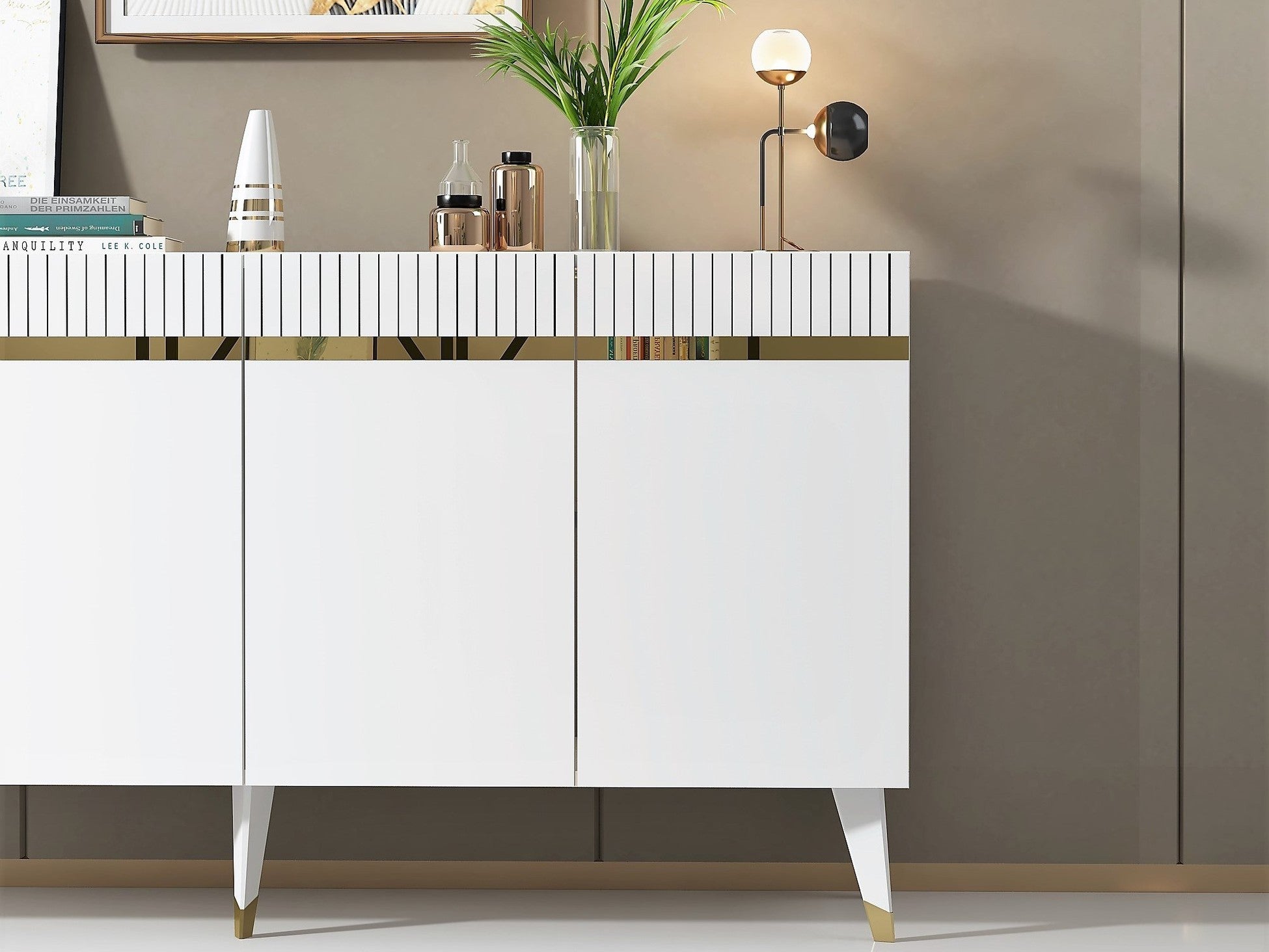 Console Defne - White, Gold