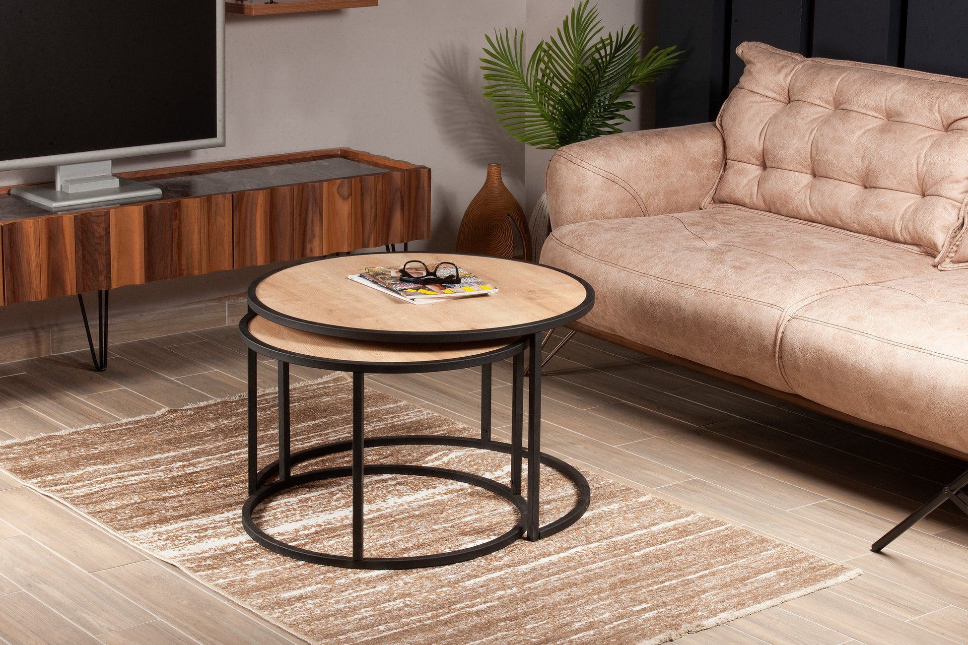 Table gigogne (2 pièces) Tambur - Oak