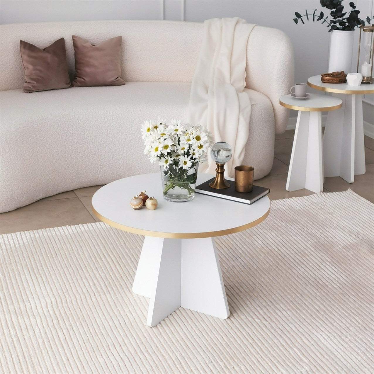 Table basse Mushroom - Gold, White v2
