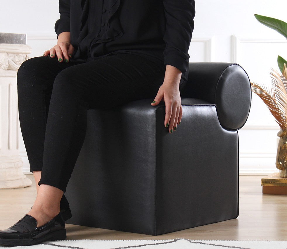 Pouf Rohin Deri Puf - Black