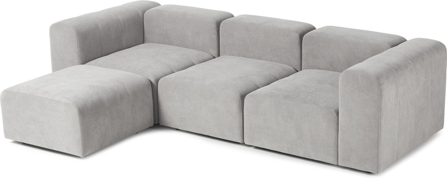 Canapé modulable 4 places en tissu avec pouf Pietro