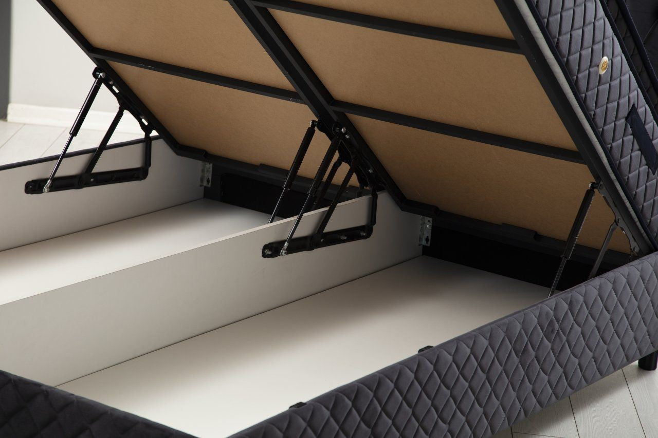 Base de lit double et tête de lit Vassi 150 x 200 - Anthracite