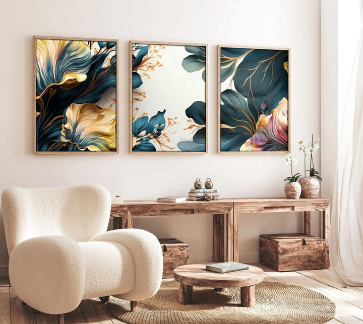 Peinture mdf encadrée décorative (3 pièces) Huhu217 - 50 x 70