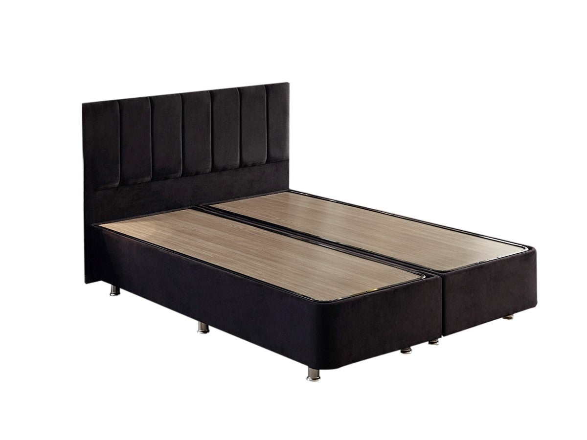 Base de lit double et tête de lit Ela Double - Black (160 x 200)