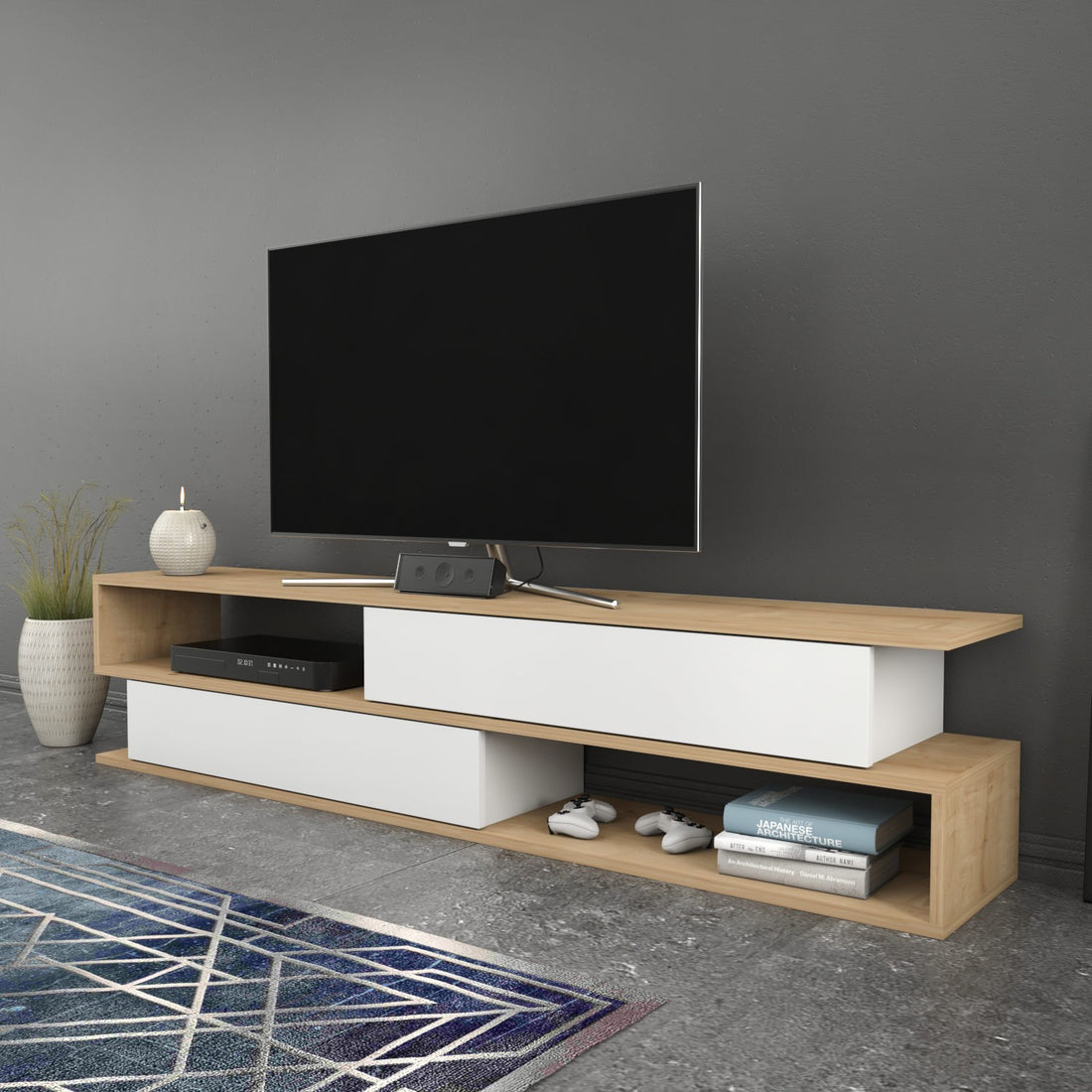 Meuble TV Cortez - Oak, White