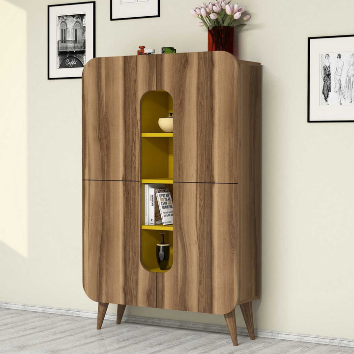 Armoire à plusieurs usage Mine - Walnut, Yellow