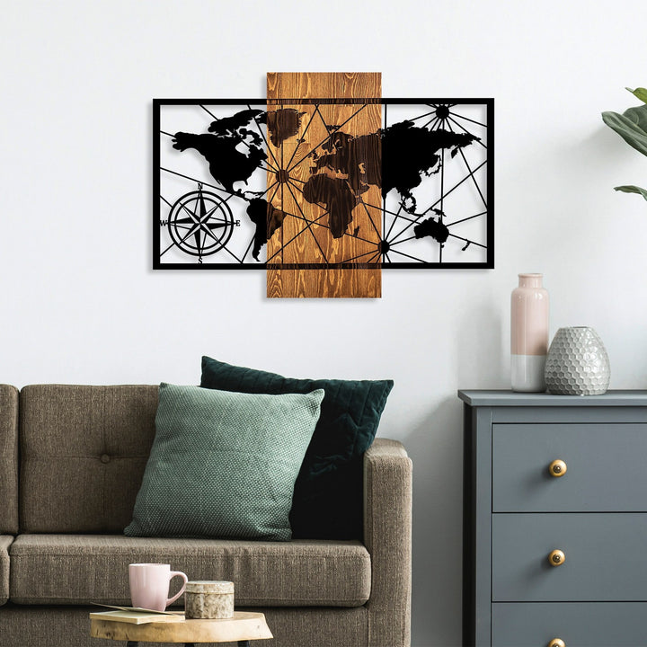 Accessoire mural en bois décoratif World Map 3-M