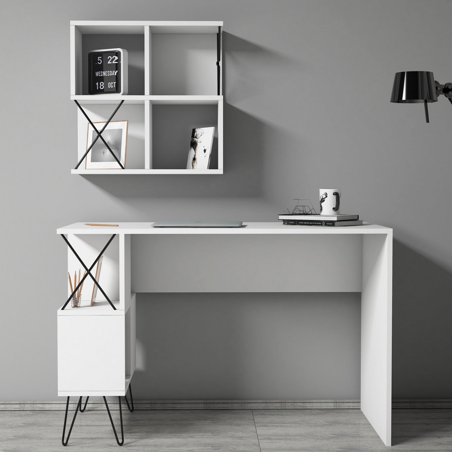 Bureau d'étude et étagère Extra 2 - White