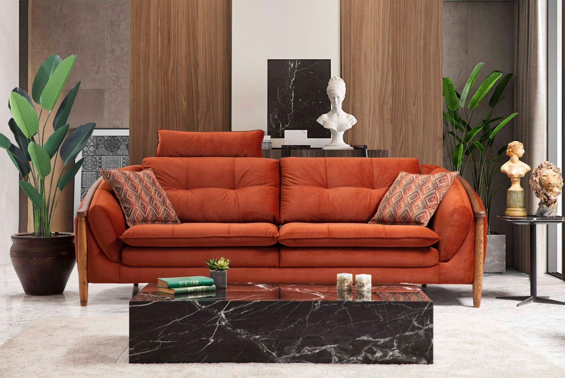 Trio Canapé 3 places rouge