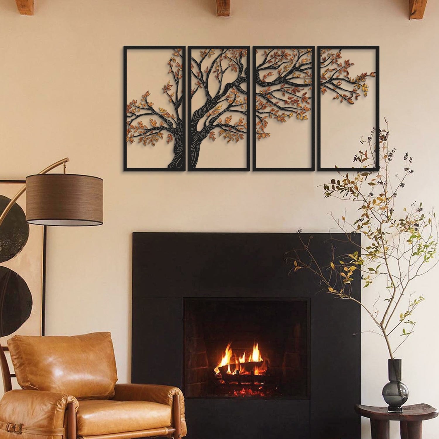 Accessoire mural en métal décoratif Autumn Vibes Set of 4- APT740 M